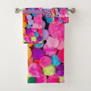 Bathroom-handdoeksets kleurrijke poms bad handdoek