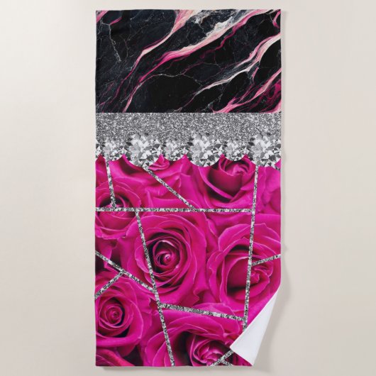 Bathroom Interior Design Home Black Glitter Marble Strandlaken (Voorkant)