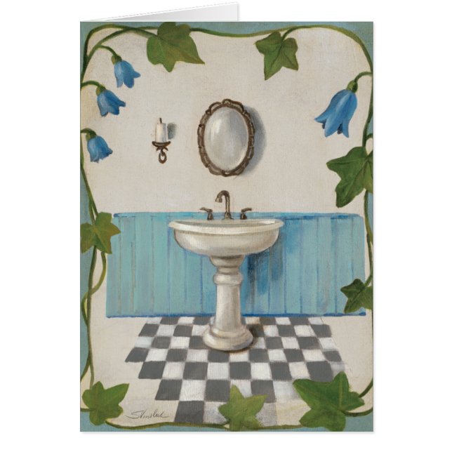 Bathroom met Floral Border (Voorkant)