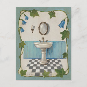 Bathroom met Floral Border Briefkaart