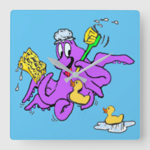 Bathroom Octopus Clock Vierkante Klok