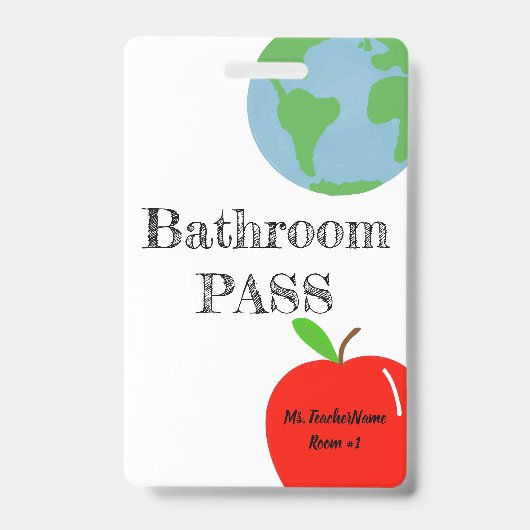 Bathroom Pass Persoonlijk Badge (Voorkant)