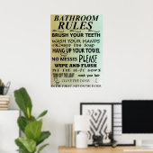 Bathroom Rules Subway Art Poster (Thuiskantoor)