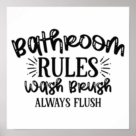 Bathroom Rules Wall Art Funny Sayings Poster (Voorkant)