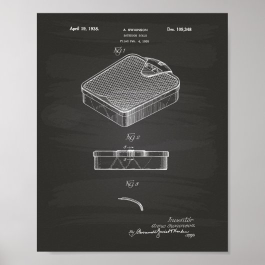 Bathroom Scale 1938 Patent Art Chalkboard Poster (Voorkant)