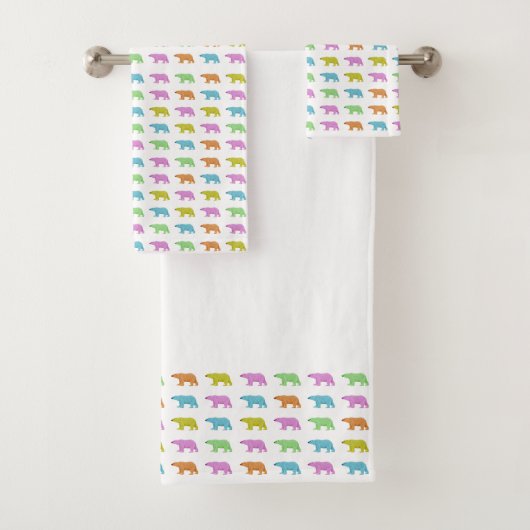 Bathroom Towel Set - Polar Bear Pattern Bad Handdoek (Insitu)