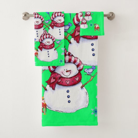 Bathroom Towel Sets Christmas Snowman Santa Bad Handdoek (Insitu)