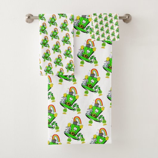 Bathroom Towel Sets Happy St. Patrick's Day Rabbit (En situation)