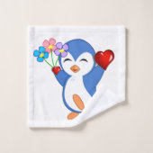 Bathroom Towel sets Valentijnsdag Penguin Hearts Bad Handdoek (Wasdoekje)