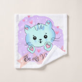 Bathroom Towel Sets Valentine's Day Cat Be Mine (Gant de toilette)