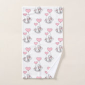 Bathroom Towel Sets Valentine's Day Cat Pink Heart (Serviette à main)