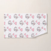 Bathroom Towel Sets Valentine's Day Cat Pink Heart (Serviette à main)