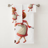 Bathroom Towel Sets Valentine's Day Cooking Hearts (En situation)