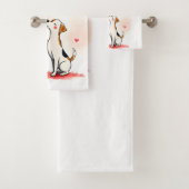Bathroom Towel Sets Valentine's Day Dog Red Heart (En situation)