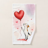 Bathroom Towel Sets Valentine's Day Dog Red Heart (Serviette à main)