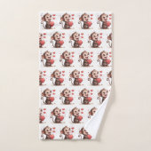 Bathroom Towel Sets Valentine's Monkey Red Heart (Serviette à main)