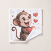 Bathroom Towel Sets Valentine's Monkey Red Heart Bad Handdoek (Wasdoekje)