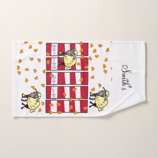 Bathroom Towel stelt Valentijnsdag Sheep Hearts in Bad Handdoek (Handdoek)