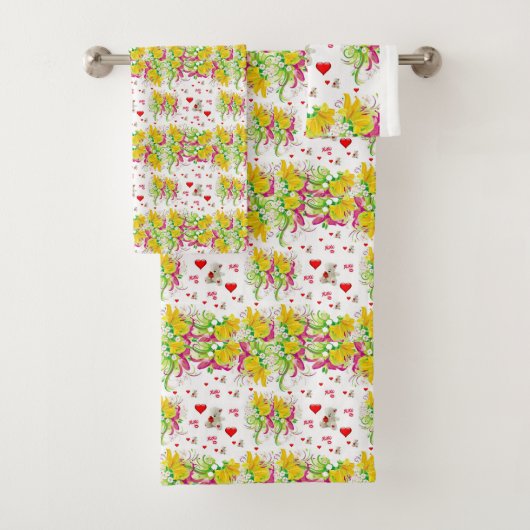 Bathroom Towel stelt Valentijnsdag Teddy Bear in Bad Handdoek (Insitu)