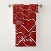 Bathroom-wasgoedsets (rood en wit) bad handdoek (Insitu)