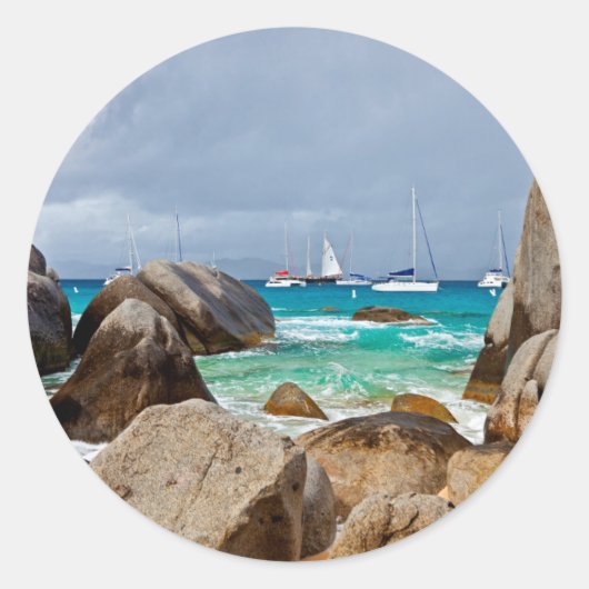 Baths, Virgin Gorda, Britse Maagdeneilanden Ronde Sticker (Voorkant)