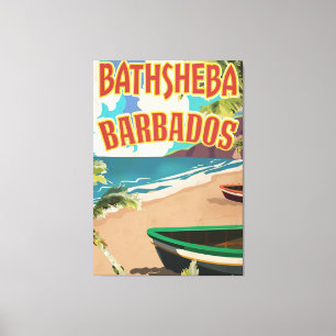 Bathsheba Barbados reisposter voor vakantie Canvas Afdruk