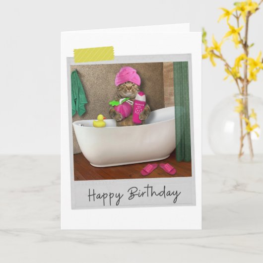 Bathtime Chat Funny Carte Anniversaire (Fleur jaune)