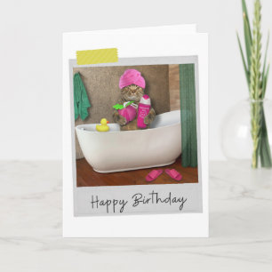 Bathtime Chat Funny Carte Anniversaire