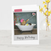Bathtime Selfie Chat Drôle Anniversaire Carte (Fleur jaune)