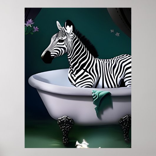 Bathtub Zebra Poster (Voorkant)