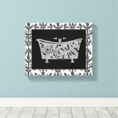 Bathtub, zwart en wit canvas afdruk (Insitu (Houten vloer))