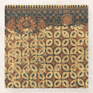 Batik Aardse koffieboon Elegant Rustiek Robuust Glazen Onderzetter
