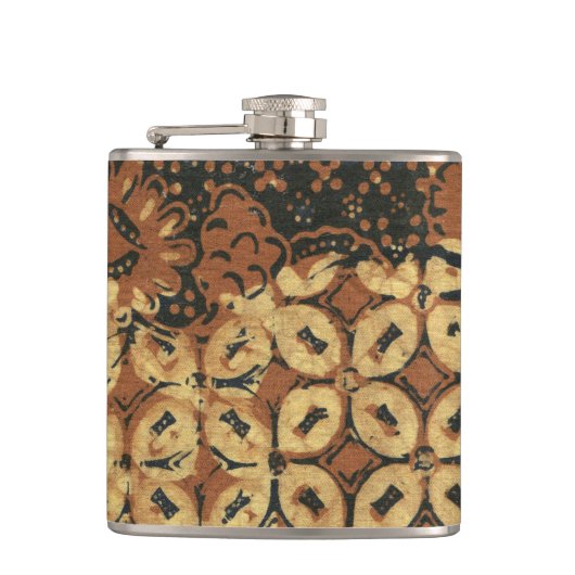 Batik aardse koffieboon Elegant Rustiek Rugged Heupfles (Voorkant)