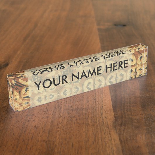 Batik aardse koffieboon Elegant Rustiek Rugged Naambordje (Zijkant)