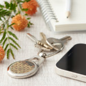 Batik aardse koffieboon Elegant Rustiek Rugged Sleutelhanger (Zijkant)
