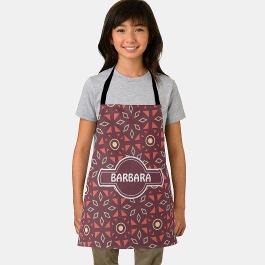 Batik Beige Bruin Minimaal Patroon Schort (Insitu)