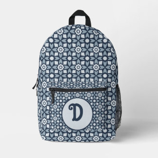 Batik Blauw Patroon Aangepast Monogram Bedrukte Rugzak