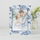  Batik bruiloft Dank u kaart Custom Foto (Staand voorkant)