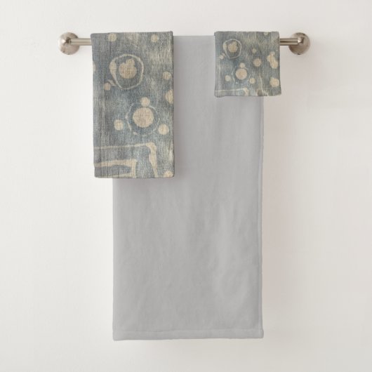 Batik Dye Blue Grey Cirho Bath Towel Set Bad Handdoek (Insitu)