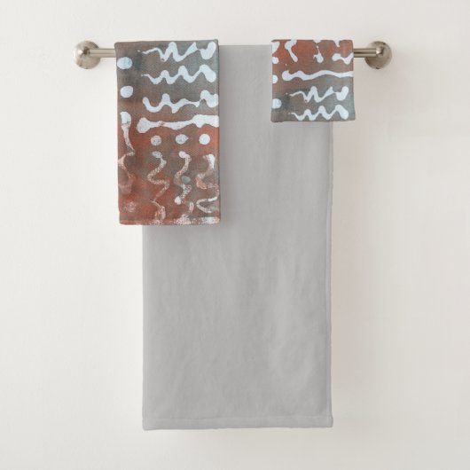 Batik Dye Blue Grey Cirho Bath Towel Set Bad Handdoek (Insitu)