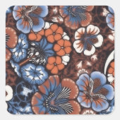 Batik Floral Pattern Vierkante Sticker (Voorkant)