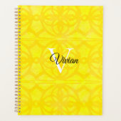 Batik jaune vif Élégant Monogramme Nom Planificate (Devant)