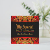 Batik Jungle Red+Black Party Invitation (Debout devant)