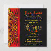 Batik Jungle Red+Black Party Invitation (Dos)
