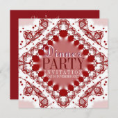 Batik Lace Rouge Blanc Dîner Fête Invitations (Devant / Derrière)