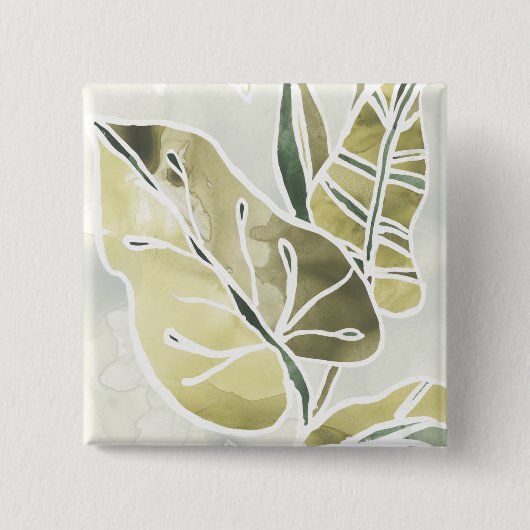 Batik Leaves Vierkante Button 5,1 Cm (Voorkant)