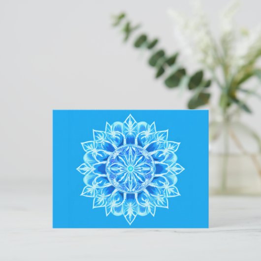 Batik Mandala Bloem in Turquoise Briefkaart (Staand voorkant)