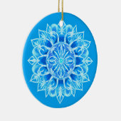 Batik Mandala Bloem in Turquoise Keramisch Ornament (Rechts)