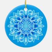Batik Mandala Bloem in Turquoise Keramisch Ornament (Achterkant)