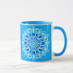 Batik Mandala Bloem in Turquoise Mok